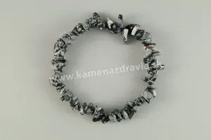 Obsidián vločkový - sekaný náramok gumičkový