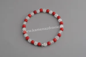 Guličkový ráramok - krištáľ, koral 6mm