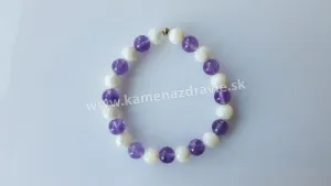 Guličkový náramok - perleť , ametyst