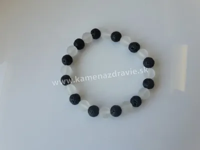 Guličkový náramok - krištáľ, lávový kameň