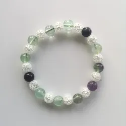 Guličkový náramok - krištáľ pukaný - fluorit